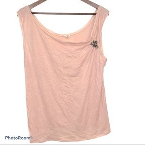 J. Crew Peach Tank Rhinestone Trim XL